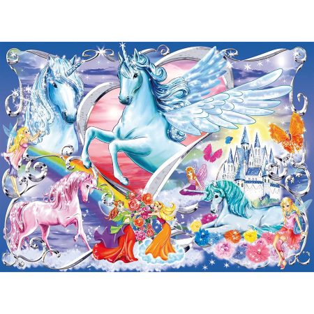 Puzzle Unicorni Cu Sclipici, 100 Piese